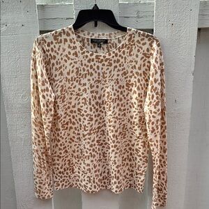 Banana Republic Cream & Brown Animal Print Sweater Women’s Small